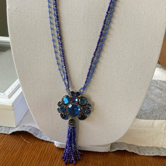 NWT Repurposed Vintage Pendant Triple Strand Long Bead Tassel Ne… - Picture 5 of 10